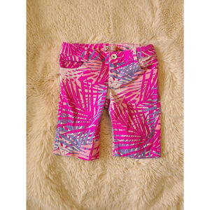 Girls SO American Heritage pink tropical Bermuda Jean shorts size 7